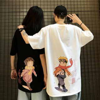 Anime Naruto พิมพ์ Naruto Hinata คู่สวมเสื้อยืดผ้าฝ้ายแขนสั้นชายและหญิง