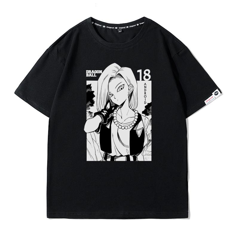 Dragon Ball เสื้อยืด Android 18 การ์ตูนอะนิเมะเสื้อผ้าข้อต่อดราก้อนบอล ...