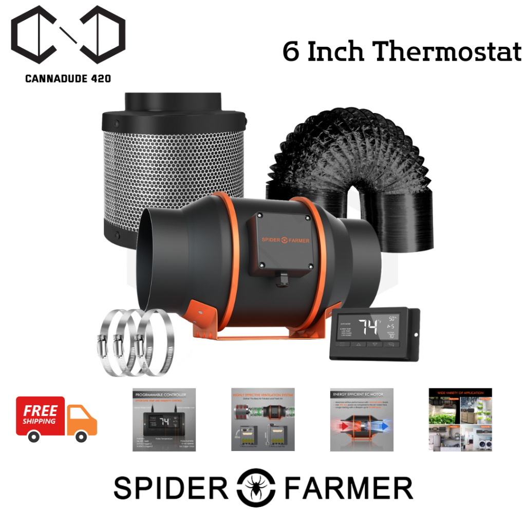 Inline Fan And Filter Spider Farmer 6 Inch Inline Duct Fan & Carbon ...