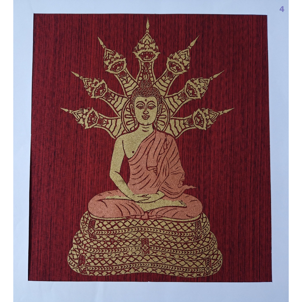 ภาพพิมพ์ศิลปะไทยงดงามบนผ้า-no-5-พุทธศิลป์แห่งความสงบสุข-exquisite-thai-art-prints-on-cloth-peaceful-buddha-art