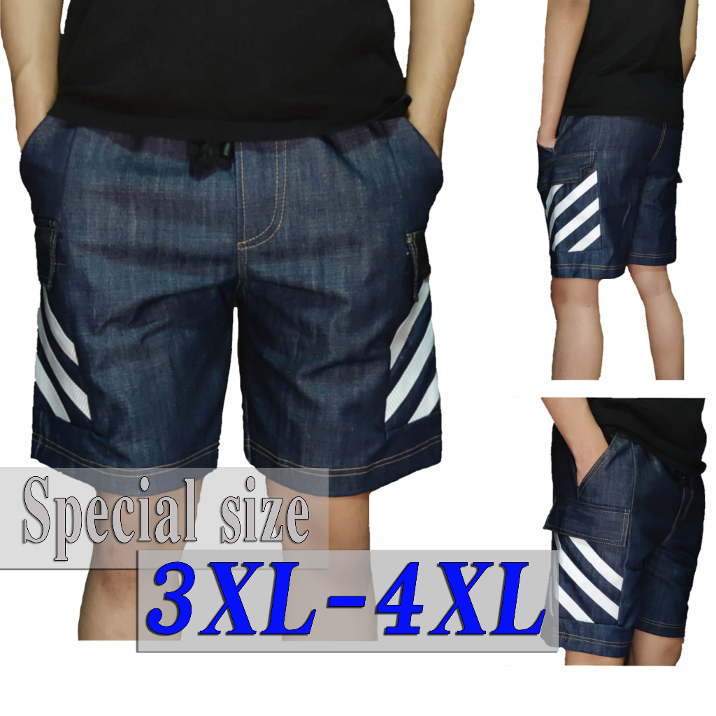 ภาพหน้าปกสินค้ากางเกงขาสั้นผู้ชาย 4 pocket แถบข้าง กางเกงยีนส์ขาสั้น 4 กระเป๋า คาร์โก้ แถบข้าง ไซส์ใหญ่ M-4XL