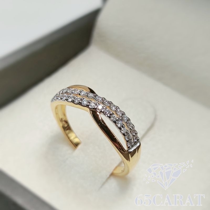 65carat-แหวนเพชรแท้-แหวนเพชรแถว-แหวนทองแท้9k-37-5-เพชรเบลเยี่ยมคัทน้ำ100-รหัสr24