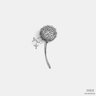 Diamond Globe Thistle Silver Brooch-เข็มกลัดดอกโกลบธิสเซิล