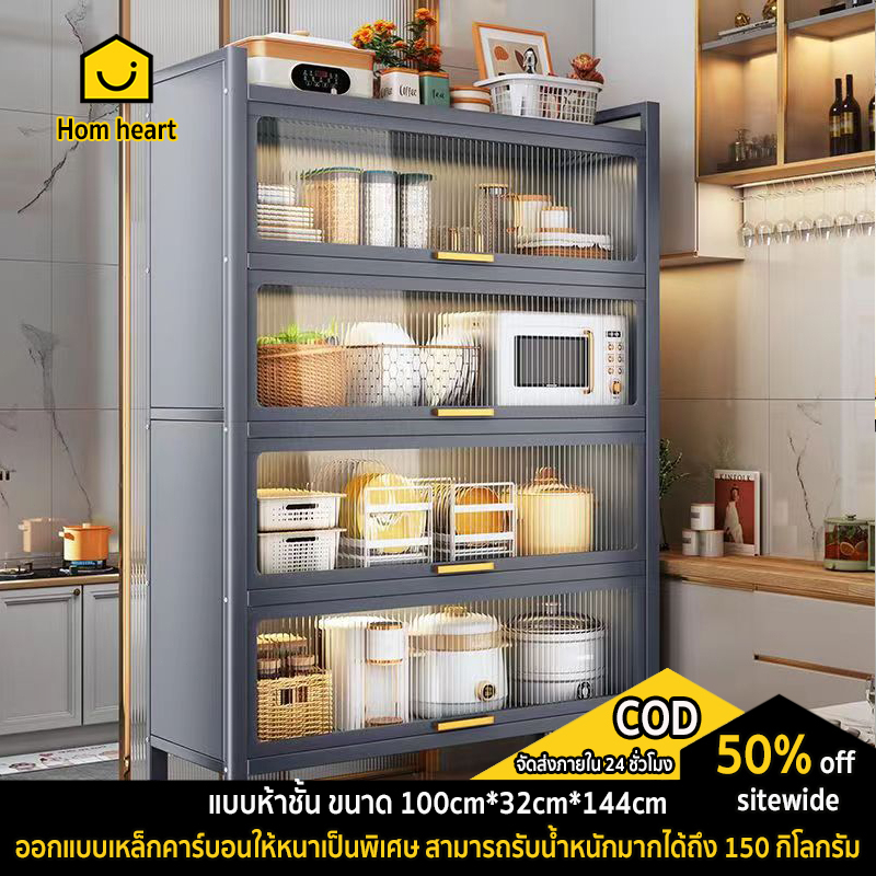 five-furnitures-ชั้นวางของในครัว-5-4-3ชั้น-ตู้กับข้าวพร้อมประตูตู้