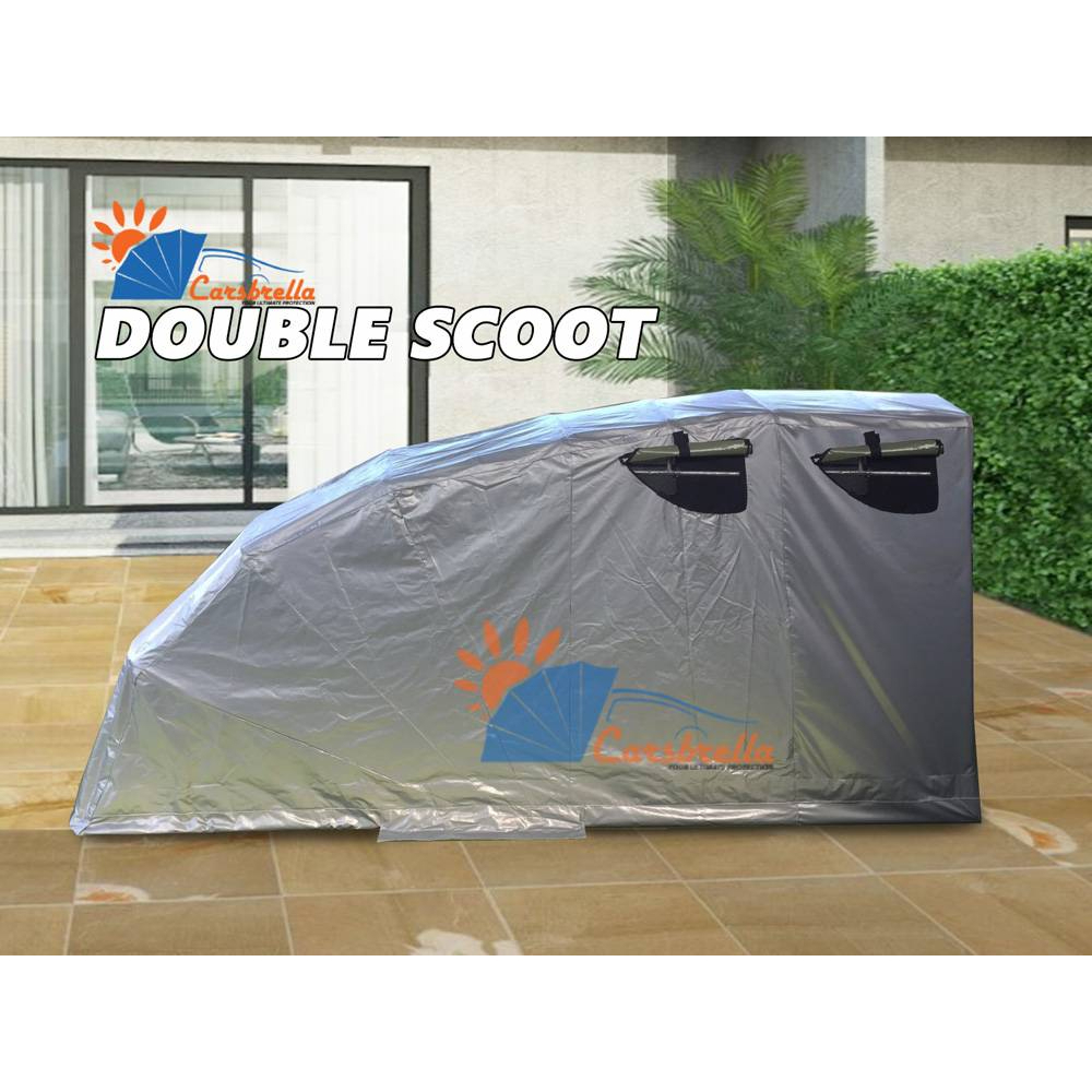 เต๊นท์รถพับเก็บได้-carsbrella-รุ่น-double-scoot-สำหรับจอดรถมอเตอร์ไซค์-ผ้า-uv-หนา-0-5-mm-กันแดดกันน้ำ