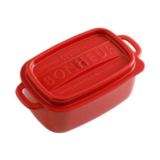 กล่องใส่น้ำซุปทรงเหลี่ยม สำหรับอาหารกลางวัน 440มล. สีแดง