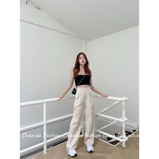 Cargo pants กางเกงทรงกระบอก ผ้าเบลล่าญี่ปุ่น พร้อมส่ง💕