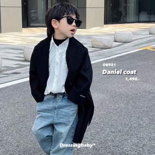 DB921 Daniel coat เสื้อโค้ทเด็กผ้าวูล ตัวยาว สีดำ