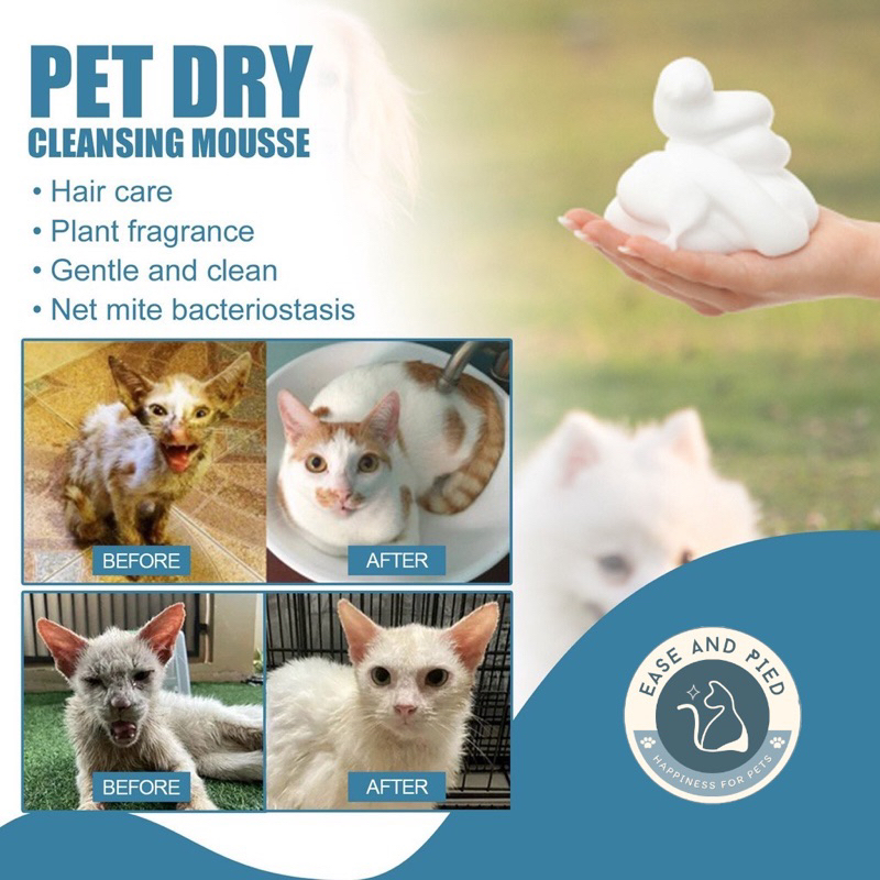 มูสอาบน้ำ-อาบน้ำหมา-อาบน้ำแมว-อาบน้ำแห้ง-สำหรับสุนัขและแมว-pet-grooming-อุปกรณ์สำหรับปลอดภัย-bathless-ทำความสะอาด