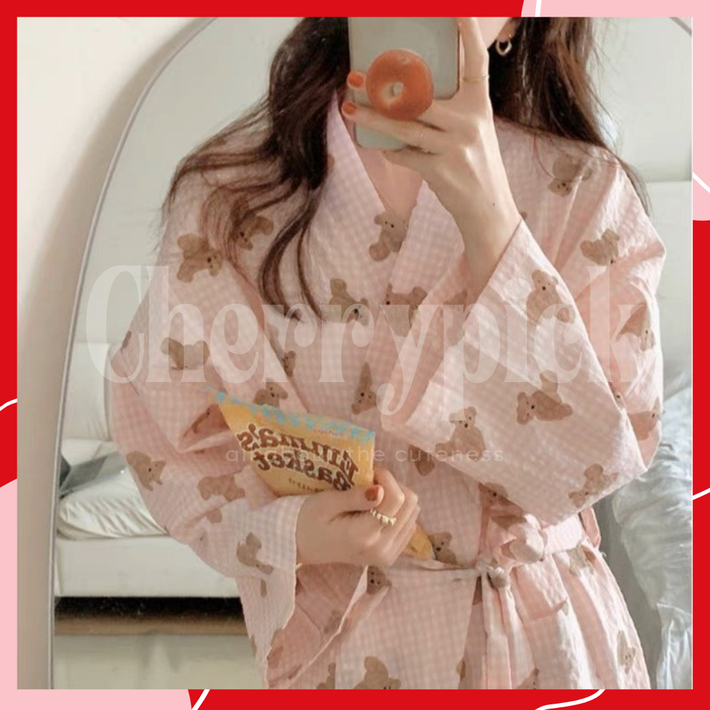 พร้อมส่ง-ชุดคลุมอาบน้ำ-teddy-ชุดนอน-ชุดนอนเกาหลี-ชุดนอนน่ารัก-เสื้อคลุมอาบน้ำ-ชุดนอนเกาหลี-ผ้าเช็ดตัว