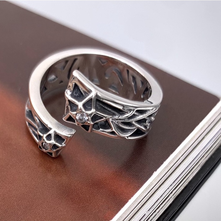 แหวนเงินแท้-925-seiko-ผิดปกติดาวห้าแฉกนำโชคชายและหญิงย้อนยุคสดใสด้วยแหวนเปิดเดียวกัน