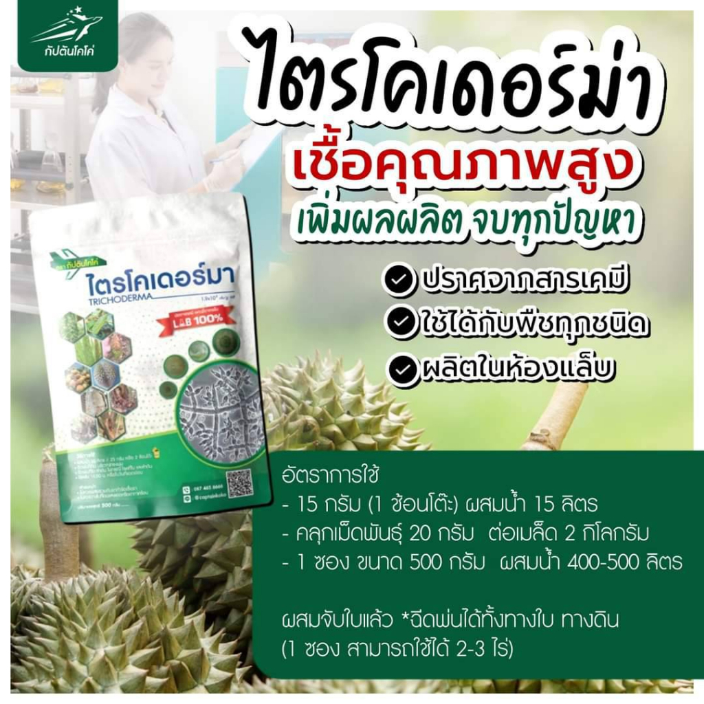 ป้องกันเชื้อรา-1-ซอง-500-กรัม-ไตรโคเดอร์มา-กับตันไตรโคร-รักษาโรคพืช-กำจัดเชื้อรา-ปลอดภัย