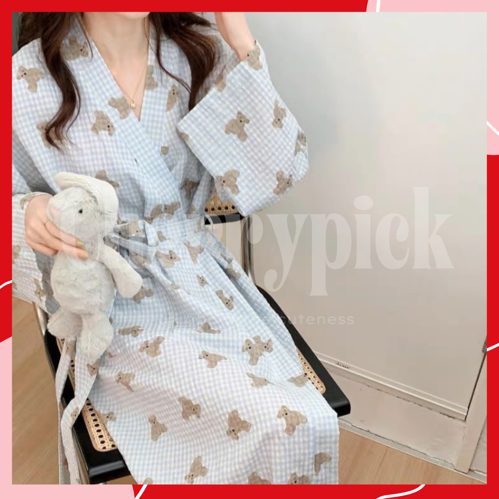 พร้อมส่ง-ชุดคลุมอาบน้ำ-teddy-ชุดนอน-ชุดนอนเกาหลี-ชุดนอนน่ารัก-เสื้อคลุมอาบน้ำ-ชุดนอนเกาหลี-ผ้าเช็ดตัว
