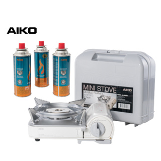 สินค้า AIKO #AK-8000R + GC-1000 สี White เตาแก๊สมินิมอล 2.1 kw + AIKO สามกระป๋อง  ***รับประกัน 1 ปี