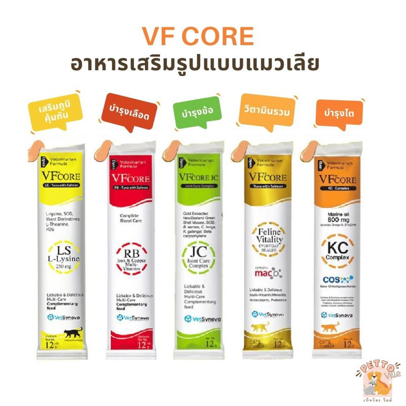 ภาพสินค้าVFcore แมวเลีย วิตามินแมว อาหารเสริม ไลซีน วิตามินรวม แบ่งขายแบบซอง 12g จากร้าน pettoville789 บน Shopee ภาพที่ 1