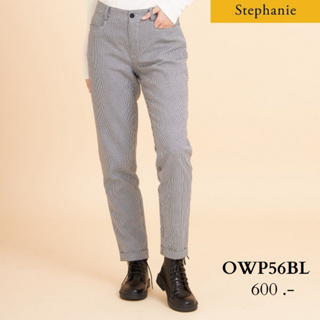 Stephanie Pants : กางเกงสามส่วนสีขาวดำ ลายชิโนริ (OWP56BL)