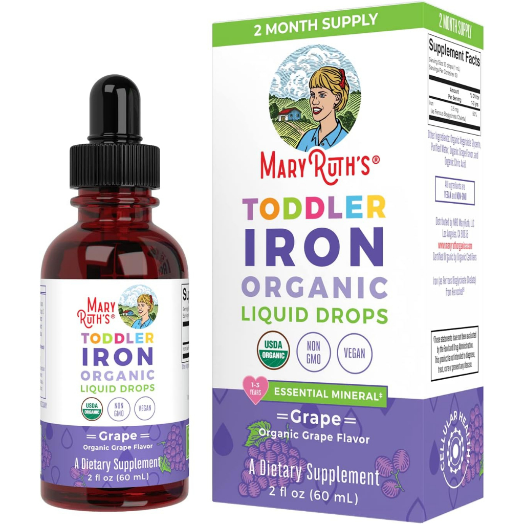 Mary Ruth’s Toddler Iron organic Liquid Drop 2 FL oz สำหรับเด็ก 1-3 ปี ...