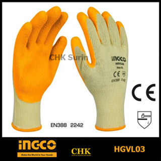 INGCO HGVL03 ถุงมือผ้า เคลือบยางโพลีเอสเตอร์ Size XL ( Latex Coated Gloves )