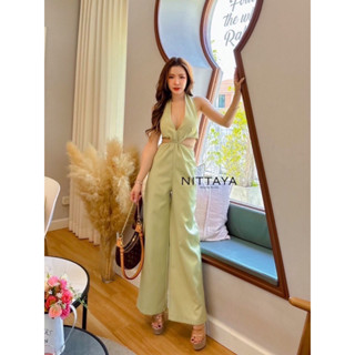 งานป้าย NITTAYA จั๊มสูทขายาวสีดำ/เขียว ถามไซด์ก่อนสั่ง