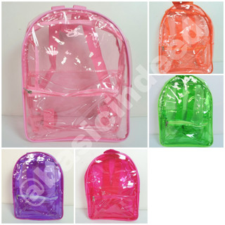 Basic Indeed กระเป๋าใส เป้กันน้ำ ไซส์ใหญ่ L มีช่องแยกด้านหน้า กระเป๋าสะพายหลัง พลาสติก PVC เห็นสิ่งของด้านในได้