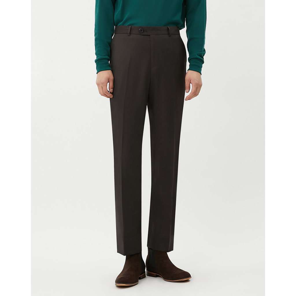 DAPPER กางเกงทำงาน รุ่น Essential Stretch ทรง Regular-Fit สีน้ำตาลเข้ม ...