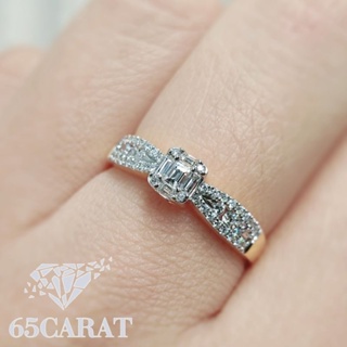 65Carat - แหวนเพชรแท้ แหวนบาเก็ต เพชรเบลเยี่ยมคัท 0.40กะรัต  แหวนทองแท้9K{37.5%} รหัสR14