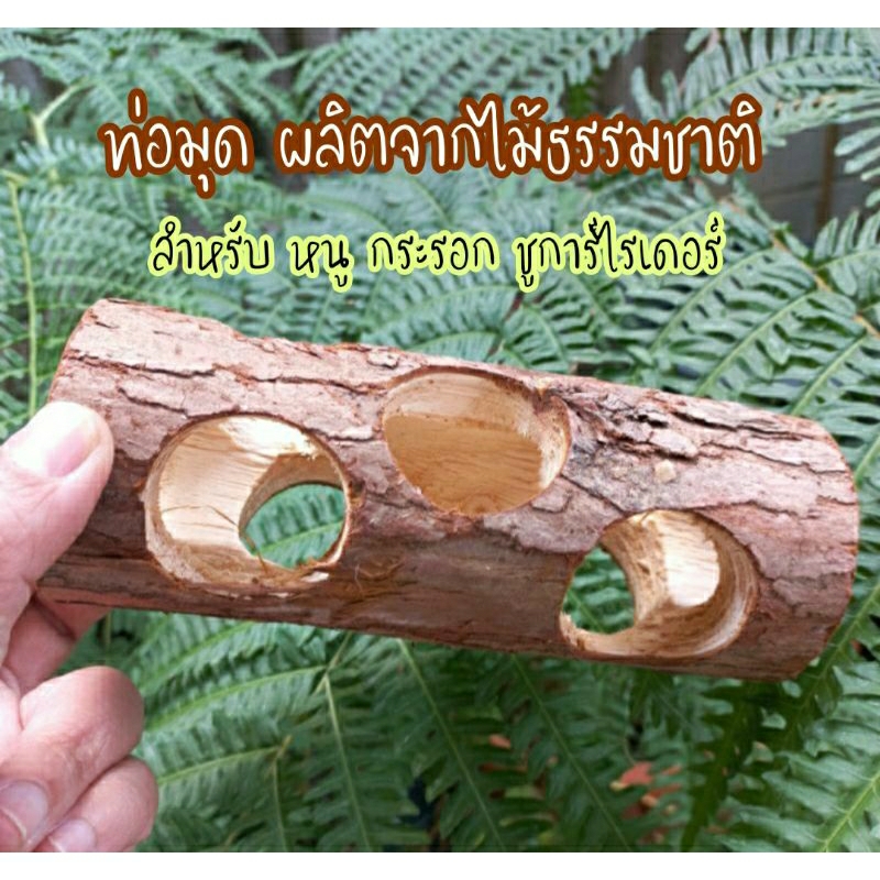 ของเล่นหนู-กระรอก-ชูการ์ไรเดอร์-ท่อมุดทำจากไม้ธรรมชาติ-ยาวประมาณ-15-ซม