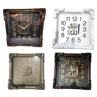 นาฬิกาแขวนผนัง นาฬิกามุสลิมขนาด 30x30 ซม. AMN-376 มีคำอัลลอฮ์ภาษาอาหรับ ลวดลายสวยงาม สำหรับประดับบ้าน เป็นของขวัญอิสลาม