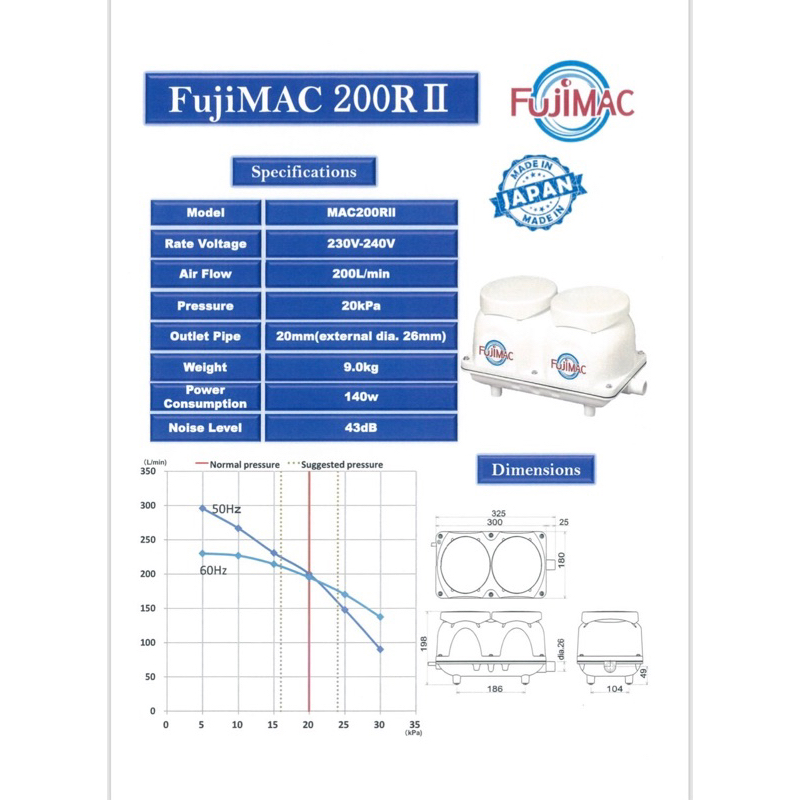 fuji-mac-air-pump-200rii-200ลิตร-นาที-140w