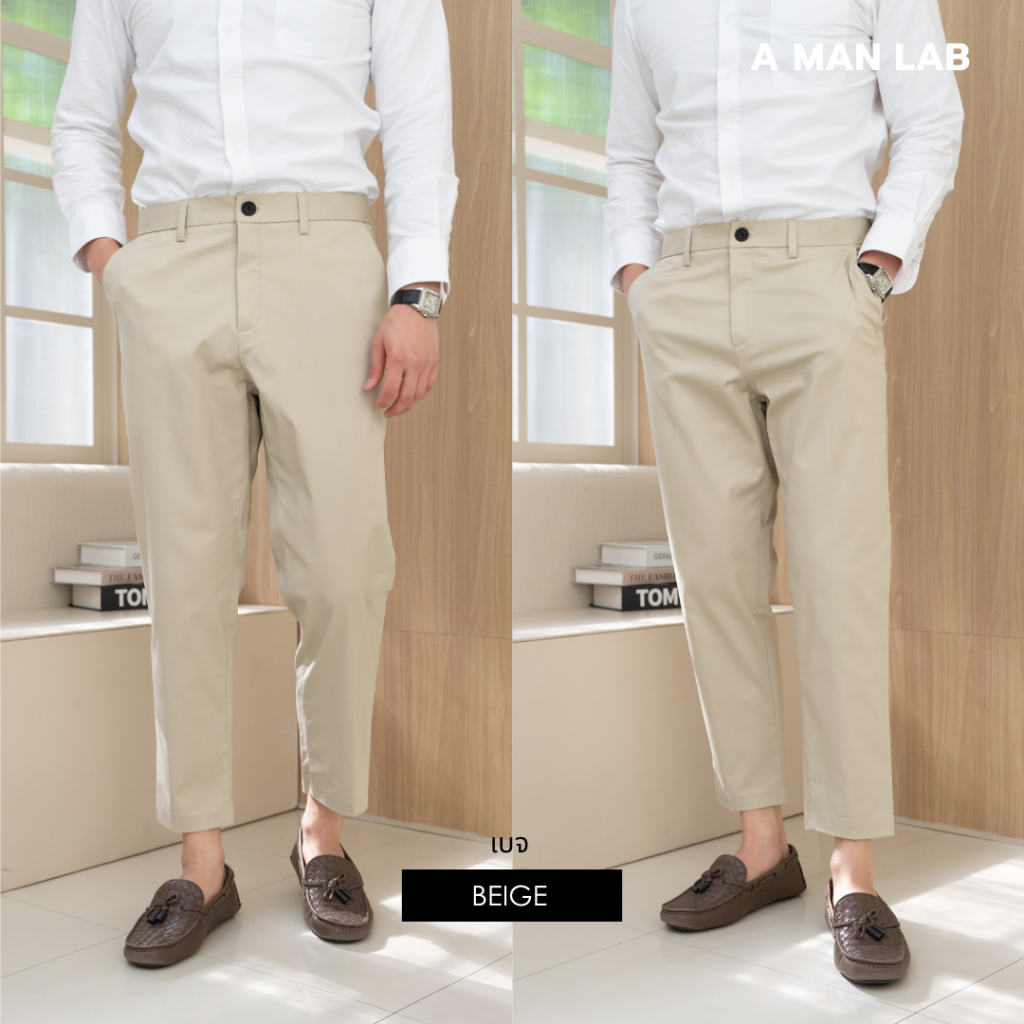 ภาพสินค้ากางเกงขาเต่อผู้ชาย SLIM FIT KOREAN PANTS - A MAN LAB กางเกง สแล็ค 5 ส่วน ผู้ชาย ทำงาน ผ้าชิโน่ จากร้าน amanlab บน Shopee ภาพที่ 4