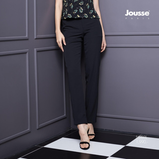 Jousse กางเกงขาวยาว กาง﻿เ﻿กงผู้หญิง Pants กางเกงขายาวสีดำ ทรงตรง เอวสูง กระดุมหน้า (JV2BBL)