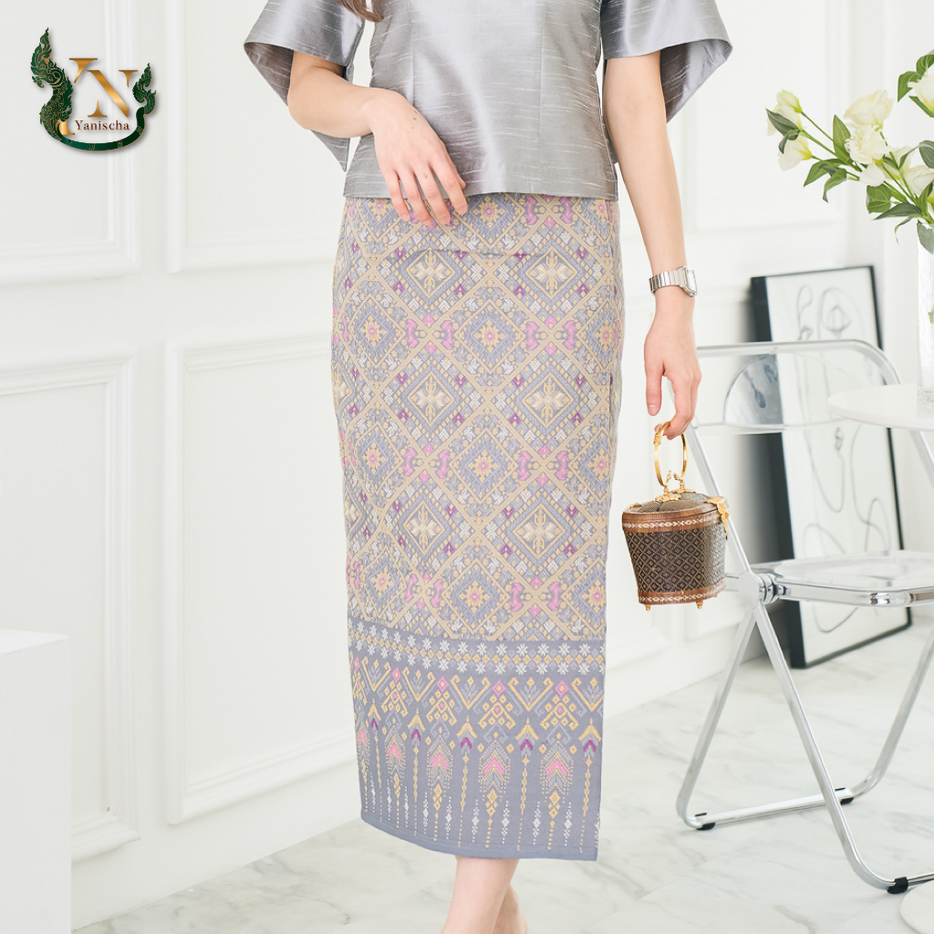 เสื้อผ้าไหมแพรทิพย์ สีเงิน New Collection ชุดออกงาน ไปวัด ผ้าไหมไทย ไซส์ M-4XL มุมมองที่ 5