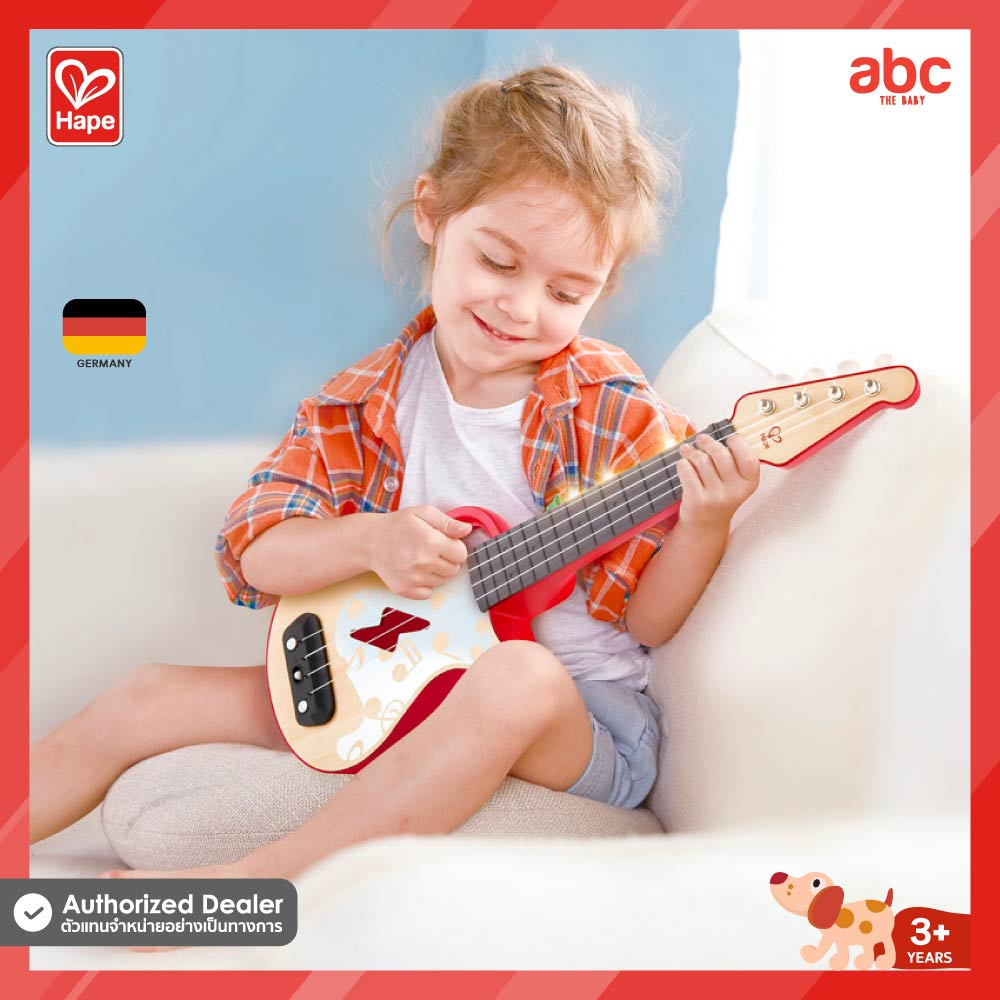 hape-ของเล่นไม้-ของเล่นดนตรี-อูคูเลเล่ไฟฟ้า-learn-with-lights-ukulele-ของเล่นเสริมพัฒนาการ-3-ขวบ-ขึ้นไป