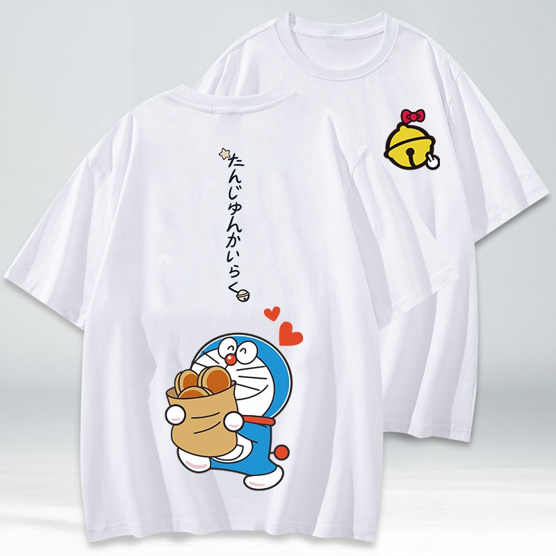 doraemon-เสื้อยืดลายอนิเมะโดราเอมอนน่ารักแฟชั่นเสื้อผ้าผู้ชายและผู้หญิง