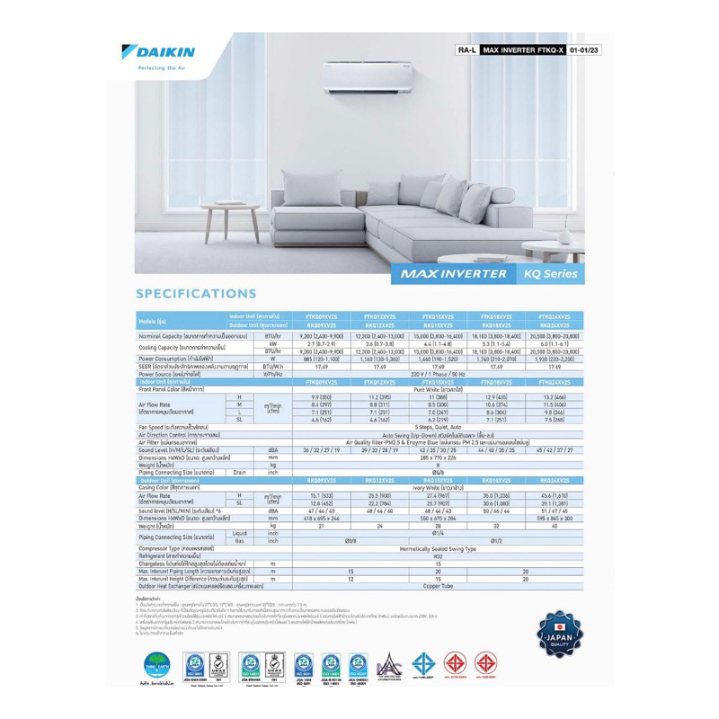 พร้อมติดตั้ง-แอร์บ้าน-daikin-แอร์ไดกิ้น-ftkq-xv2s-cool-max-series-น้ำยา-r32-inverter-ศูนย์รวมแอร์บ้าน