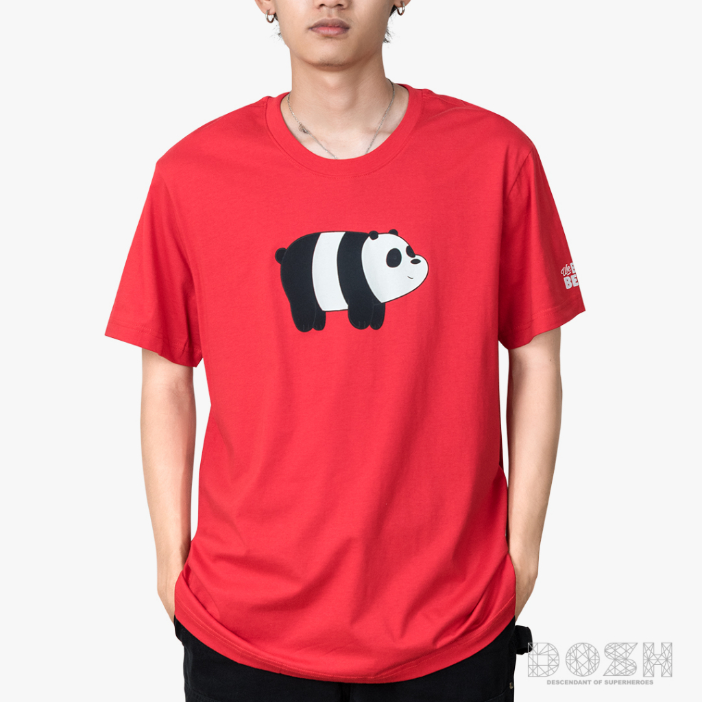 dosh-unisex-t-shirts-we-bare-bears-เสื้อยืด-คอกลม-แขนสั้น-สีแดง-รุ่นdbbmt5031-re
