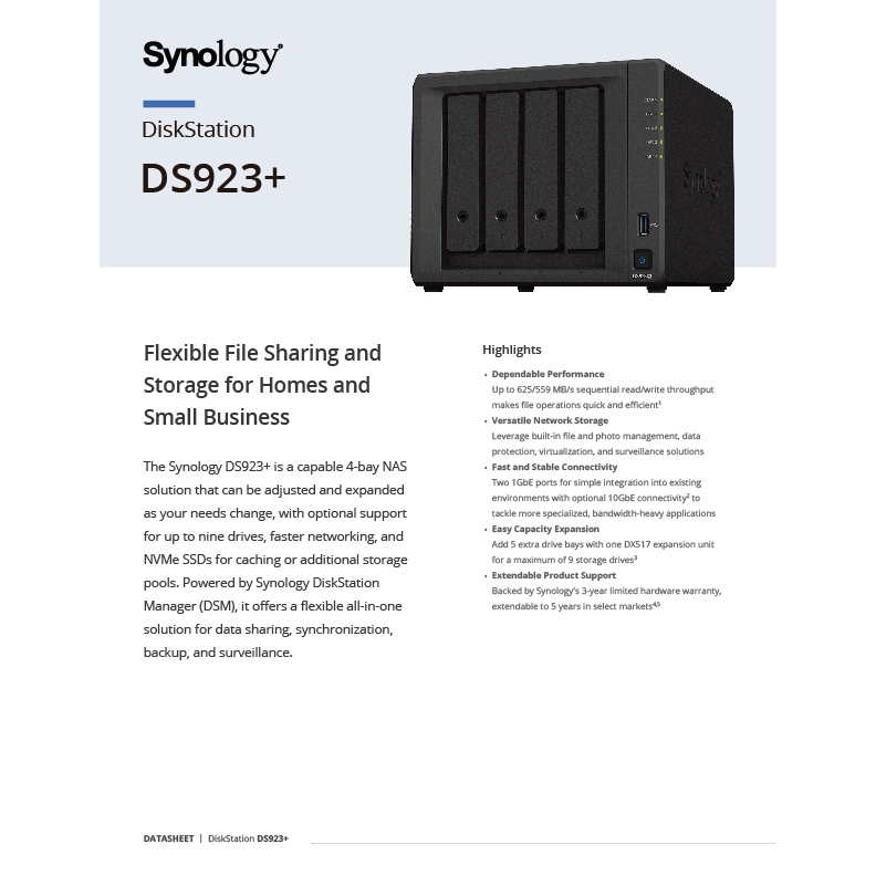 synology-nas-4-bay-diskstation-รุ่น-ds923-ไม่รวมฮาร์ดดิส