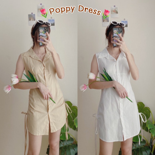 Poppy-Dress | เดรสเชิ้ตผ้าฝ้ายคอปกแขนกุดกระดุมหน้า