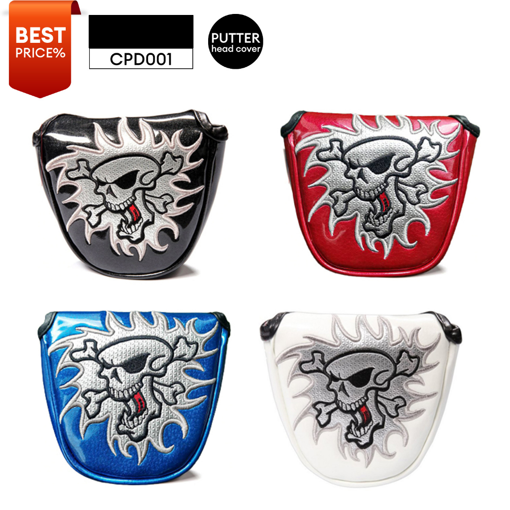 11golf-golf-putter-head-cover-for-mallet-putter-รหัส-cpd001-ลายกระโหลกไขว้