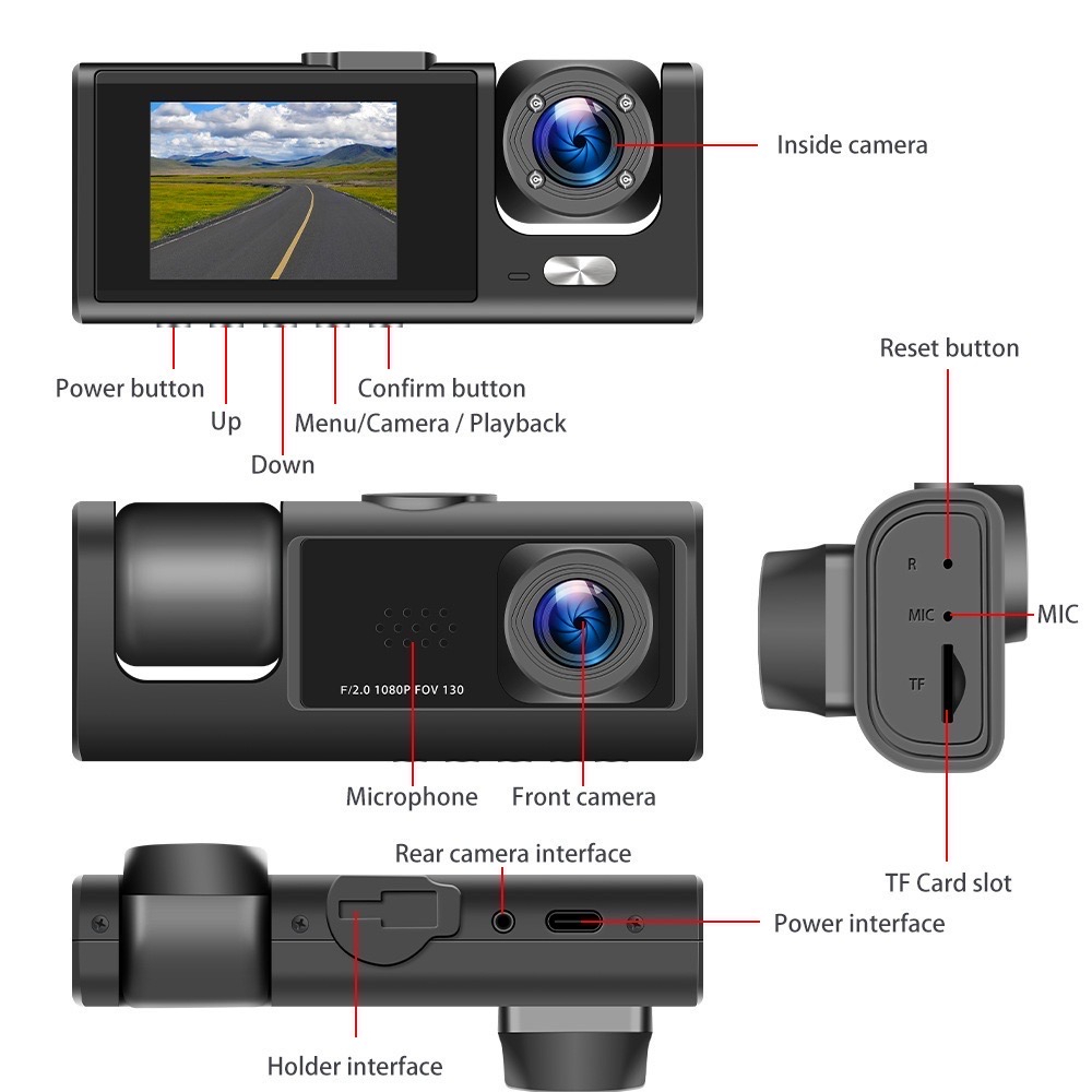 ส่งจาก-กล้องติดรถยนต์หน้าหลังภาพชัด-1080p-dash-cam-กล้องติดรถยนต์มีจอ-กล้องติดรถยนต์อัจฉริยะ-กล้องติดรถยนต์ครบชุด