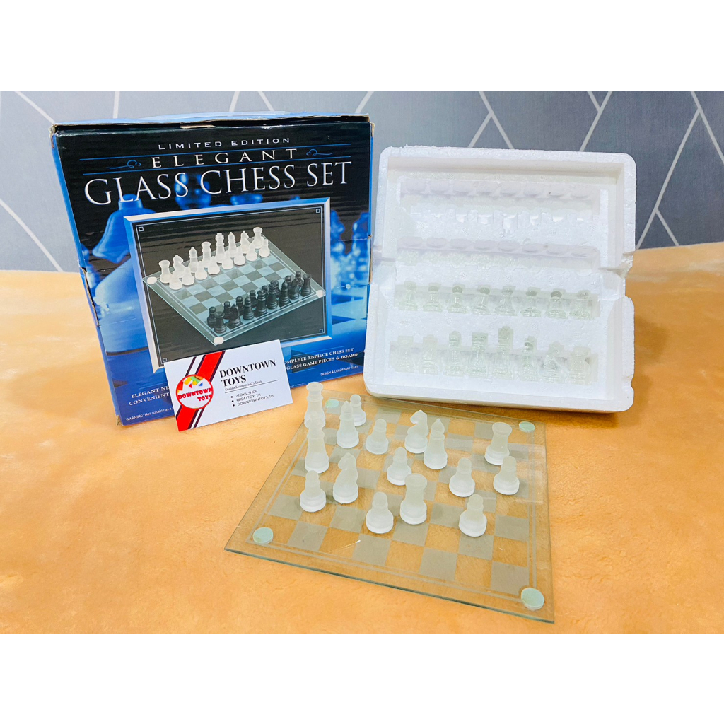 เกมกระดาน-กระดาน-หมากรุก-หมากฮอส-elegant-glass-chess-set