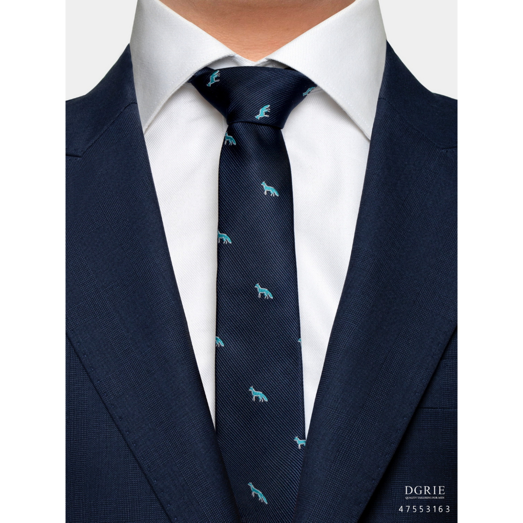 navy-twill-fox-blue-2-5-inch-necktie-เนคไทสีกรมลายสุนัจจิ้งจอกสีฟ้า