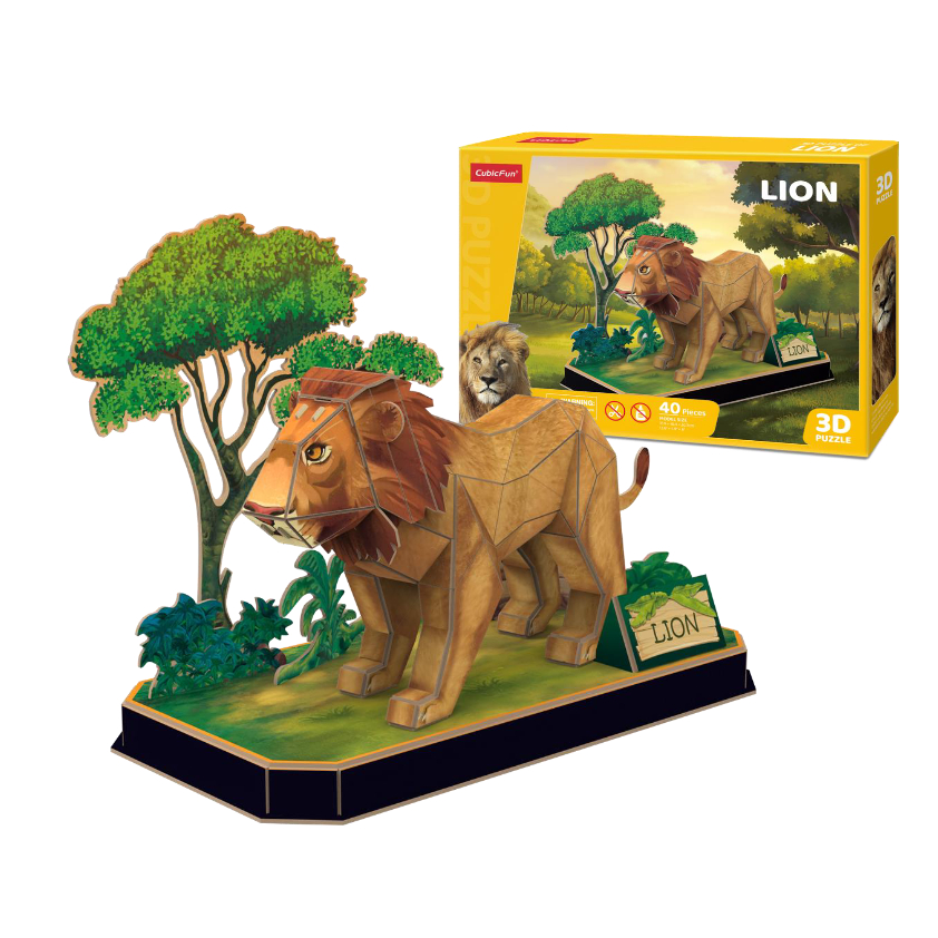 จิ๊กซอว์-3-มิติ-รุ่นanimal-pals-lion-เพื่อนสัตว์มิตรภาพ-สิงโต-p856-แบรนด์cubicfun