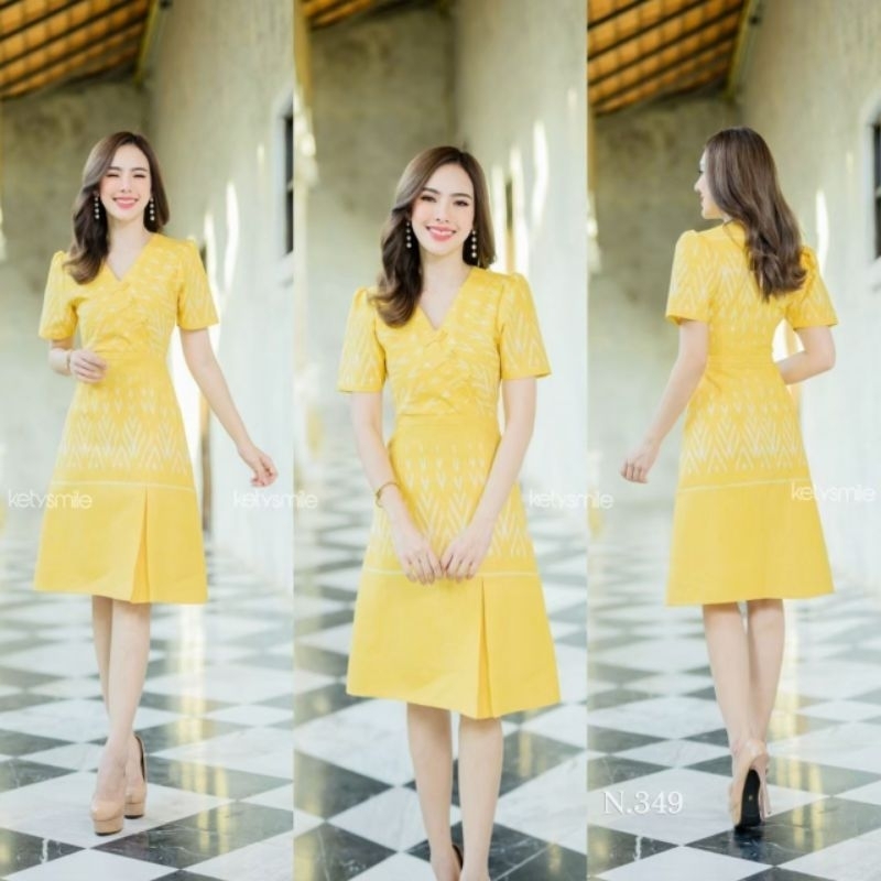 เดรสผ้าฝ้ายลายเปลือกไม้ งานอัดกาวทั้งชุด ใส่แล้วสวยเบาสบาย พร้อมส่ง S-2XL มุมมองที่ 5