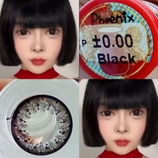 คอนแทคเลนส์ บิ๊กอาย รุ่น Phoenix สีดำ Black มีค่าสายตาปกติ (0.00) เปลี่ยนแทนทุกเดือน