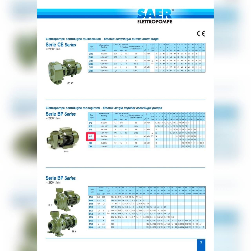 saer-อิตาลี่-ปั๊มหอยโข่งไฟฟ้า-รุ่น-bp5-220v-ขนาด-2x2นิ้ว-2hp-ใบพัดทองเหลือง-ชนิดแรงดันต่ำ-ให้น้ำมาก-ปั๊มไฟฟ้า