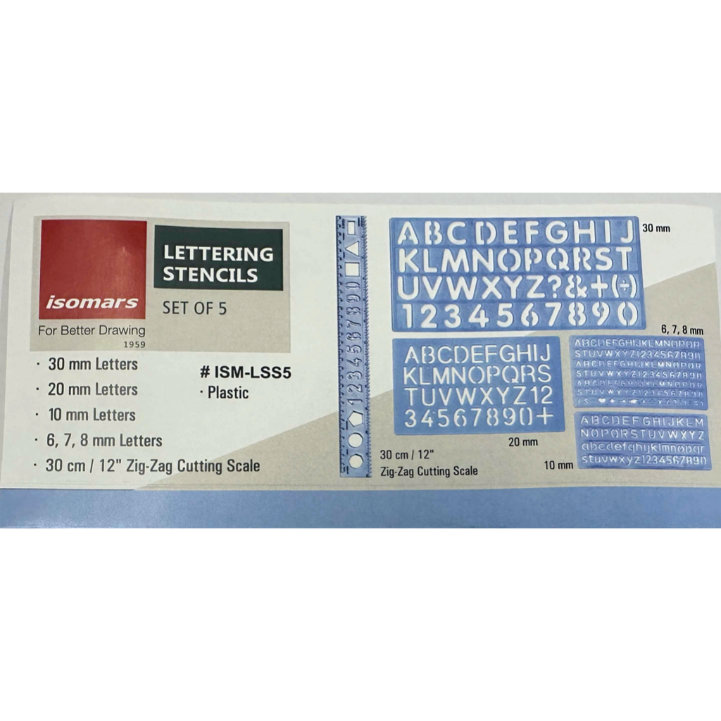 เพลทอักษร isomars Lettering Stencils set of 5 ISM-LSS5 | Shopee Thailand
