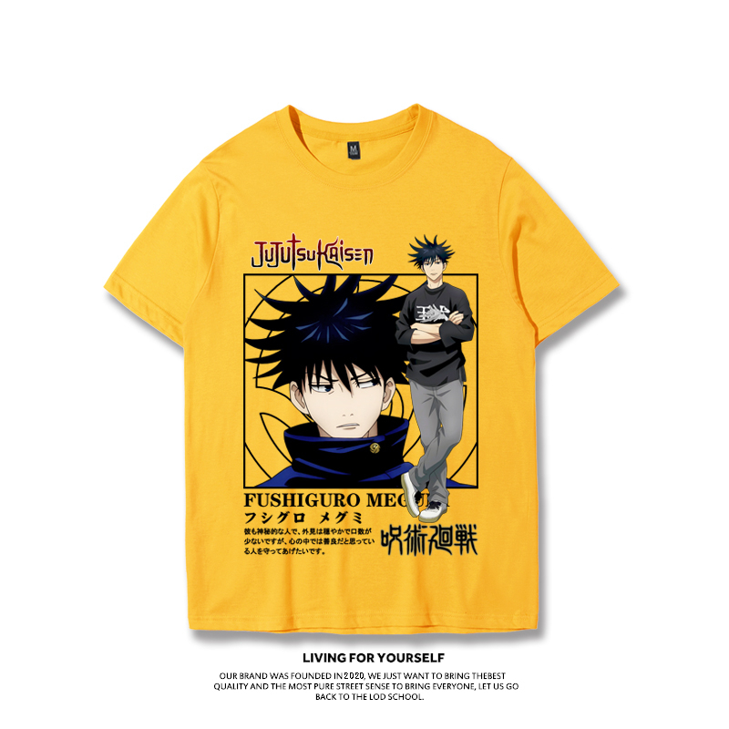 jujutsu-kaisen-เสื้อยืดอะนิเมะสองมิติเทรนด์ญี่ปุ่น-fushiguro-megumi-แขนสั้นผู้ชาย