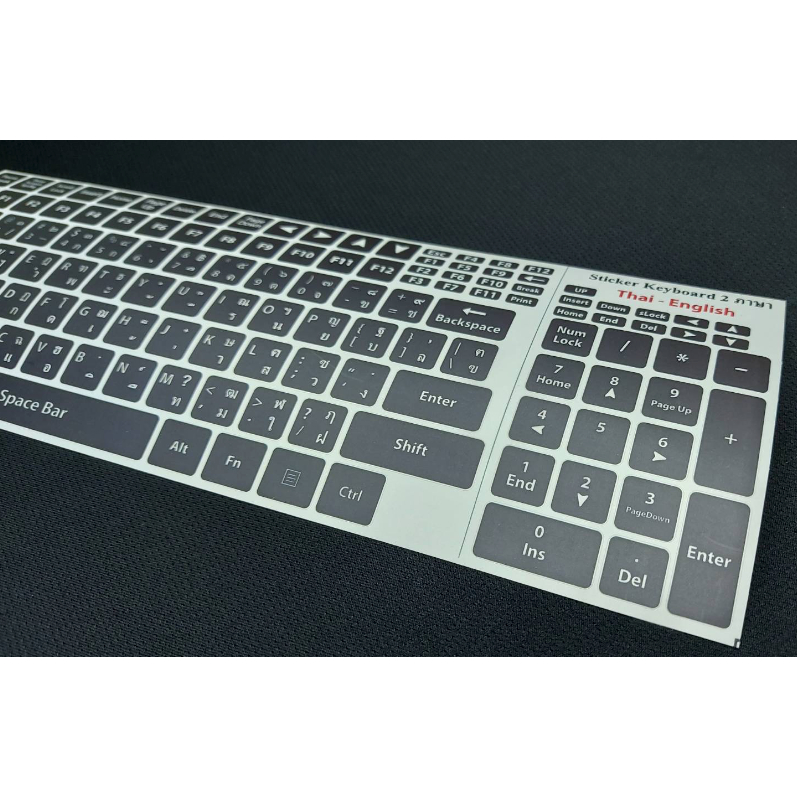 สติ๊กเกอร์แปะคีย์บอร์ด-สี่เหลี่ยม-สีดำล้วน-มีขอบขาวนิดหน่อย-keyboard-square-black-ภาษา-อังกฤษ-ไทย-english-thai