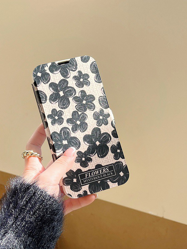 เคส-สำหรับ-ไอโฟน-เคสซิลิโคน-สินค้าพร้อมส่งจากไทย-สำหรับ-iphone-14-13-12-11-pro-max-เคสพับดอกไม้ดำ-tpu-r1816